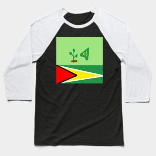 Sporty Guyana Design on Black Background Baseball T-Shirt